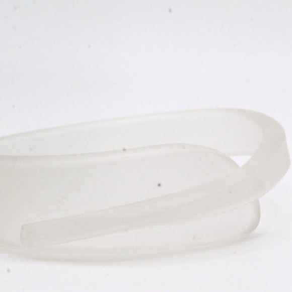 French Couture Frosted Lucite Resin Geometric Scuptural Studio Bangle Bracelet - Picture 3 of 11